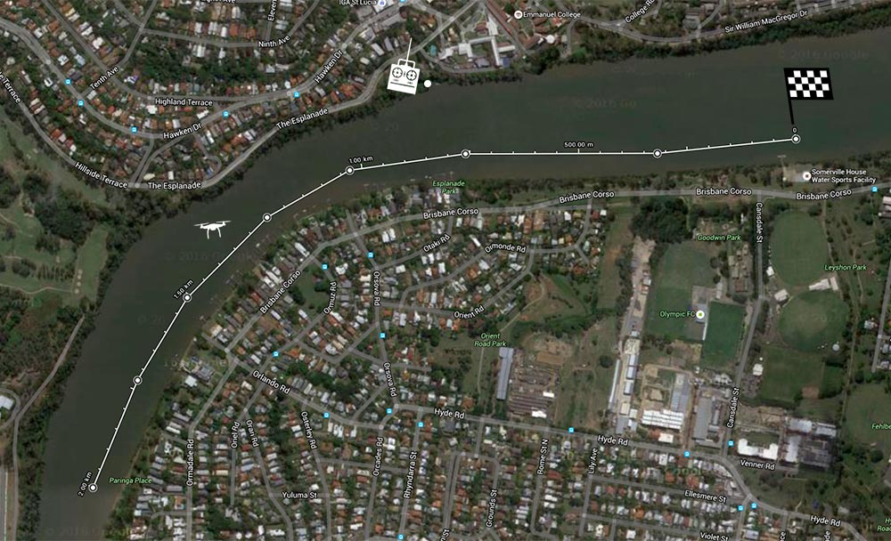 A map of the river showing the race path and our broadcast location.