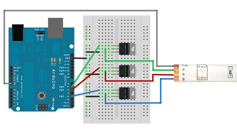 LED wiring into the Uno courtesy of Adafruit